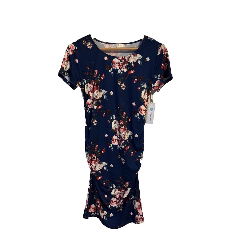 Nine Britton Hannah Maternity Dress Blue Floral Size M NWT